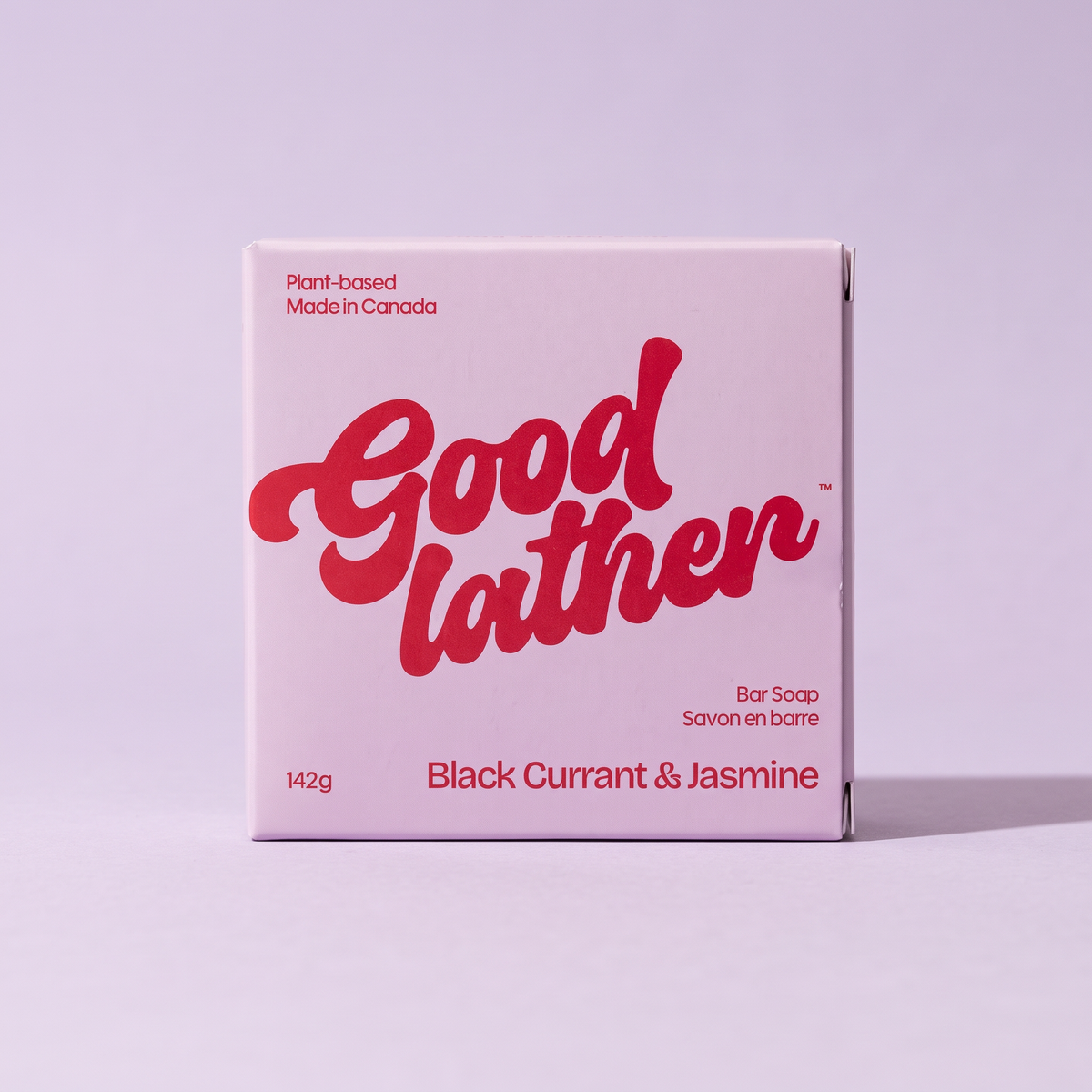 Goodlather Black Currant + Jasmine bar soap, 142g box, front