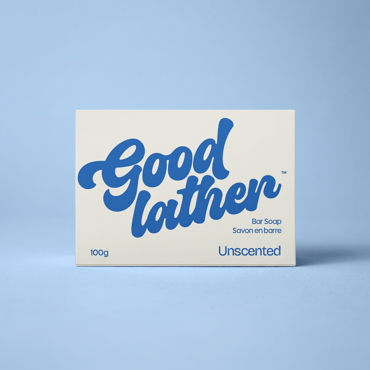 Goodlather Unscented bar soap, 100g travel size box, front