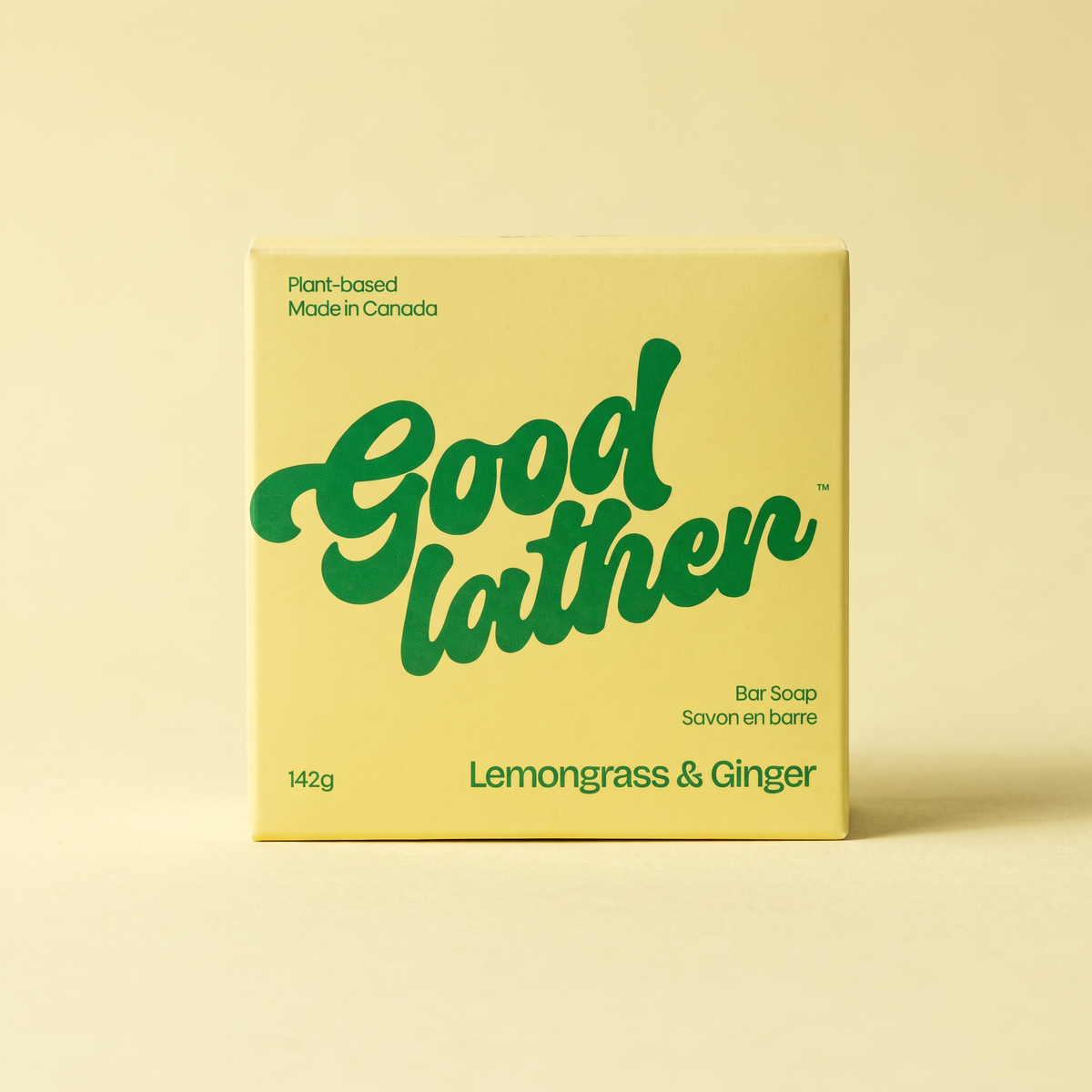 Goodlather Lemongrass & Ginger bar soap, 142g box, front