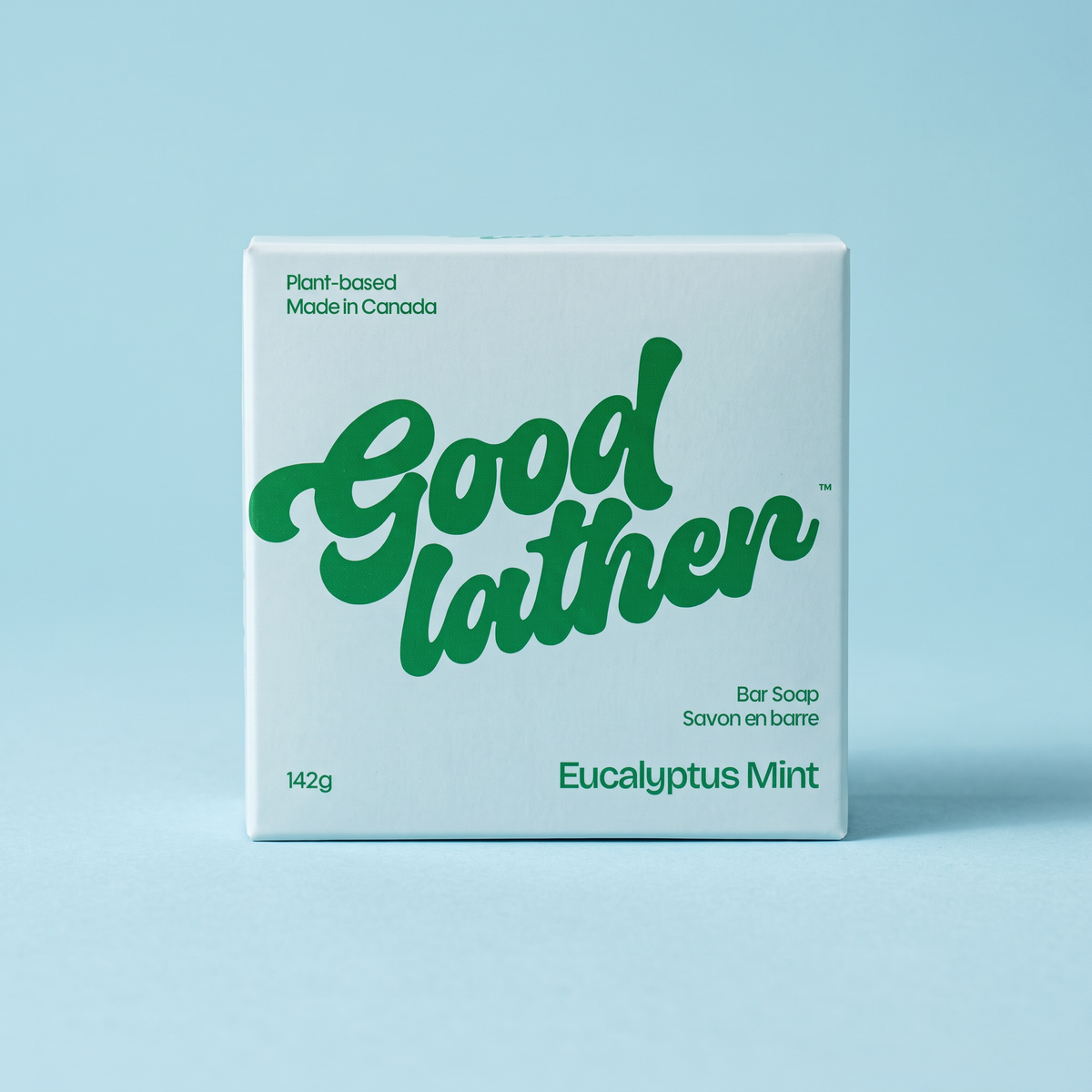 Goodlather Eucalyptus Mint bar soap, 142g box, front